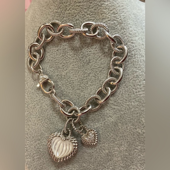 Judith Ripka Jewelry - Judith Ripka: Two hearts cabochon dangle charms carved mother of pearl bracelet